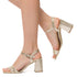 Sandali platino in pelle da donna con tacco a blocco 7 cm Primopiano, Donna, SKU w042000842, Immagine 0